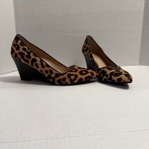 Franco Sarto Frankie Wedge Pump Cheetah Print Calf Hair, NWT 6M EU 36